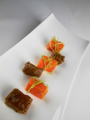 Hertengoulash  met spitskool en zoete aardappel